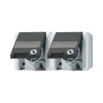 JUNG 8220NAWSL SCHUKO®-Zweifach-Steckdose, verdrahtet, 16 A 250 V ~, mit Schriftfeld, mit Sicherheitsschloss, waagerecht, IP 44, WG 800, anthrazit 