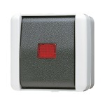 JUNG 834W Taster, 1-pol. Schließer mit separaten Meldekontakten, 10 A 250 V ~, IP 44, WG 800 