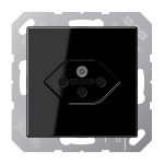 JUNG A1520-13BFSEVSW Einfach-Steckdose, Schweizer Norm, Typ 13, Thermoplast, Serie A, schwarz 