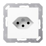 JUNG A1520-13BFSEVWW Einfach-Steckdose, Schweizer Norm, Typ 13, Thermoplast, Serie AS/A, alpinweiß 