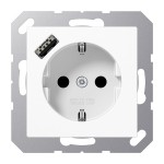 JUNG A1520-18AWW SCHUKO®-Steckdose, 16 A 250 V ~, mit USB-Ladegerät, 1 x Typ A, SAFETY+, Serie AS/A, alpinweiß 