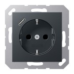 JUNG A1520-18CANM SCHUKO®-Steckdose, 16 A 250 V ~, mit USB-Ladegerät, 1 x Typ C, SAFETY+, Serie A, anthrazit matt 