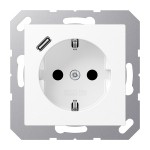JUNG A1520-18CWWM SCHUKO®-Steckdose, 16 A 250 V ~, mit USB-Ladegerät, 1 x Typ C, SAFETY+, Serie A, schneeweiß matt 