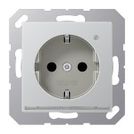 JUNG A1520-OALLNW SCHUKO®-Steckdose mit LED-Orientierungslicht, 16 A 250 V ~, SAFETY+, Thermoplast lackiert, Serie A, aluminium 