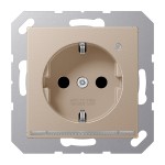 JUNG A1520-OCHLNW SCHUKO®-Steckdose mit LED-Orientierungslicht, 16 A 250 V ~, SAFETY+, Thermoplast lackiert, Serie A, champagner 