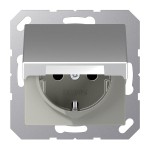 JUNG A1520BFKIKLAL SCHUKO®-Steckdose, 16 A 250 V ~, SAFETY+, Klappdeckel, Thermoplast lackiert, Serie A, aluminium 