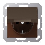 JUNG A1520BFKIKLMO SCHUKO®-Steckdose, 16 A 250 V ~, SAFETY+, Klappdeckel, Thermoplast lackiert, Serie A, mokka 