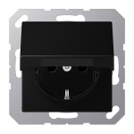 JUNG A1520BFKIKLSWM SCHUKO®-Steckdose, 16 A 250 V ~, SAFETY+, Klappdeckel, Thermoplast lackiert, Serie A, graphitschwarz matt 