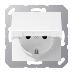 JUNG A1520BFKIKLWWM SCHUKO®-Steckdose, 16 A 250 V ~, SAFETY+, Klappdeckel, Thermoplast lackiert, Serie A, schneeweiß matt 