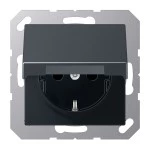 JUNG A1520BFKLANM SCHUKO®-Steckdose, 16 A 250 V ~, Klappdeckel, Thermoplast lackiert, Serie A, anthrazit matt 