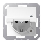 JUNG A1520BFKLKOWW SCHUKO®-Steckdose, 16 A 250 V ~, mit Funktionsanzeige, SAFETY+, Klappdeckel, Thermoplast, Serie A, alpinweiß 