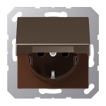 JUNG A1520BFKLMO SCHUKO®-Steckdose, 16 A 250 V ~, Klappdeckel, Thermoplast lackiert, Serie A, mokka 