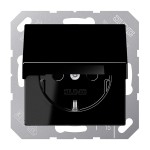 JUNG A1520BFKLSW SCHUKO®-Steckdose, 16 A 250 V ~, Klappdeckel, Thermoplast, Serie A, schwarz 