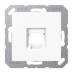 JUNG A1569-15WEWW Abdeckung (gerastet) für Modular-Jack-Steckbuchsen, 1fach, EMT, AMP, MTRJ, mit Schriftfeldern, Thermoplast, Serie AS/A, alpinweiß 