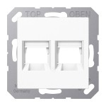 JUNG A1569-25WEWW Abdeckung (gerastet) für Modular-Jack-Steckbuchsen, 2fach, EMT, AMP, MTRJ, mit Schriftfeldern, Thermoplast, Serie AS/A, alpinweiß 