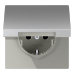 JUNG AL1520KIKL SCHUKO®-Steckdose, 16 A 250 V ~, SAFETY+, Klappdeckel, Serie LS, Aluminium 