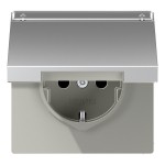 JUNG AL1520NAKL SCHUKO®-Steckdose, 16 A 250 V ~, mit Schriftfeld, SAFETY+, Klappdeckel, Serie LS, Aluminium 
