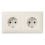 JUNG AS1522BF Kabelkanal-SCHUKO®-Steckdose, 2fach, 16 A 250 V ~, ohne Krallen, Thermoplast, Serie AS, weiß 