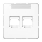 JUNG CD569-2WEWW Abdeckung (gerastet) für Modular-Jack-Steckbuchsen, 2fach, UMA-CAT6A, RADIALL, Panduit, Assmann, mit Schriftfeld, Thermoplast, Serie CD, alpinweiß 