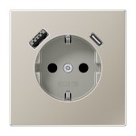 JUNG ES1520-15CA SCHUKO®-Steckdose, 16 A 250 V ~, mit USB-Ladegerät, 1 x Typ A + 1 x Typ C, SAFETY+, Serie LS, Edelstahl 