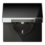 JUNG GCR1520KL SCHUKO®-Steckdose, 16 A 250 V ~, Klappdeckel, Serie LS, glanzchrom 