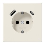 JUNG LS1520-15CA SCHUKO®-Steckdose, 16 A 250 V ~, mit USB-Ladegerät, 1 x Typ A + 1 x Typ C, SAFETY+, Serie LS, weiß 