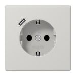 JUNG LS1520-18CLG SCHUKO®-Steckdose, 16 A 250 V ~, mit USB-Ladegerät, 1 x Typ C, SAFETY+, Serie LS, lichtgrau 
