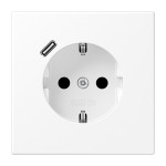 JUNG LS1520-18CWWM SCHUKO®-Steckdose, 16 A 250 V ~, mit USB-Ladegerät, 1 x Typ C, SAFETY+, Serie LS, schneeweiß matt 