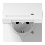 JUNG LS1520NAKLKOWW SCHUKO®-Steckdose, 16 A 250 V ~, mit Funktionsanzeige, mit Schriftfeld, SAFETY+, Klappdeckel, Thermoplast, Serie LS, alpinweiß 