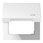 JUNG LS990BFKLSOCWW Klappdeckel (mit Rückstellfeder), mit Symbol Stecker, Thermoplast, Serie LS, alpinweiß, senkrechte und waagerechte Montage 