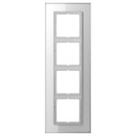 JUNG LSP984GLWW Glasrahmen 4fach, LS PLUS, alpinweiß, senkrechte und waagerechte Montage 