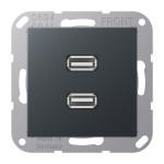 JUNG MAA1153ANM 2 x USB 2.0, Thermoplast lackiert, Serie A, anthrazit matt 