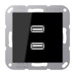 JUNG MAA1153SW 2 x USB 2.0, Thermoplast, Serie A, schwarz 