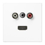 JUNG MALS1082WW Cinch Audio / Miniklinke 3,5 mm / HDMI, Thermoplast, Serie LS, alpinweiß 