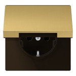 JUNG ME1520KIKLC SCHUKO®-Steckdose, 16 A 250 V ~, SAFETY+, Klappdeckel, Serie LS, Messing classic 