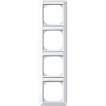 Merten 1-M-Rahmen, 4fach m. Beschriftungsträger, senkrechte Montage, polarweiß glänzend 