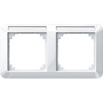 Merten 1-M-Rahmen, 2f. m. Beschriftungsträger, waagerechte Montage, polarweiß glänzend 