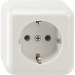 Merten SCHUKO-Steckdose, erhöhter Berührungsschutz, Steckklemmen, polarweiß, AUFPUTZ 