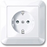 Merten SCHUKO-Steckdose mit voller Abdeckplatte, Steckklemmen, aktivweiß glänzend, 1-M 