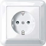Merten SCHUKO-Steckdose mit voller Abdeckplatte, StK, polarweiß glänzend, ATELIER-M 