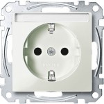 Merten SCHUKO-Steckdose für Sonderstromkreise mit Schriftfeld, Berührungsschutz, Steckklemmen, lichtgrau, System M 