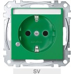 Merten SCHUKO-Steckdose, Sonderstromkreis, Kontrolllicht, Schriftfeld, Berührungsschutz, Steckklemmen, SV, grün, System M 