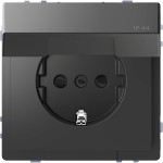 Merten SCHUKO-Steckdose mit Klappdeckel, IP44, Berührungsschutz, Steckklemmen Anthrazit, System Design 