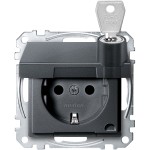Merten SCHUKO-Steckdose, Klappdeckel, abschließbar, verschiedene Schließungen, BRS, Steckklemmen, anthrazit,System M 