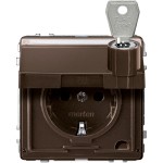Merten MEG2316-7215 Schuko-Steckdose Klappdeckel Schriftfeld abschließbar verschiedene Schließungen Berührungsschutz Steckklemmen dunkelbrasil AQUADESIGN 