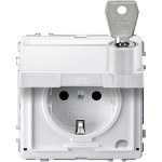 Merten SCHUKO-Steckdose, Klappdeckel, Schriftfeld, abschließbar, 10 gleichen Schließungen, BRS, StK, polarweiß, AQUADESIGN 