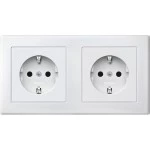 Merten SCHUKO-Doppel-Steckdose, Berührungsschutz, Steckklemmen, polarweiß, M-SMART 
