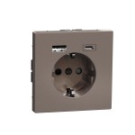 Merten Schuko Steckdose mit USB Ladegerät, Moccametallic, System Design 