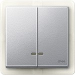 Merten Doppelwippe mit Kontrollfenster IP44, aluminium, System M 