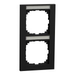 Merten M-Pure-Rahmen, 2fach mit Beschriftungsträger, senkrechte Montage, schwarz matt 